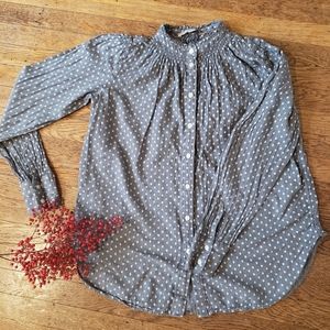 LOFT polka dot blouse xs gray